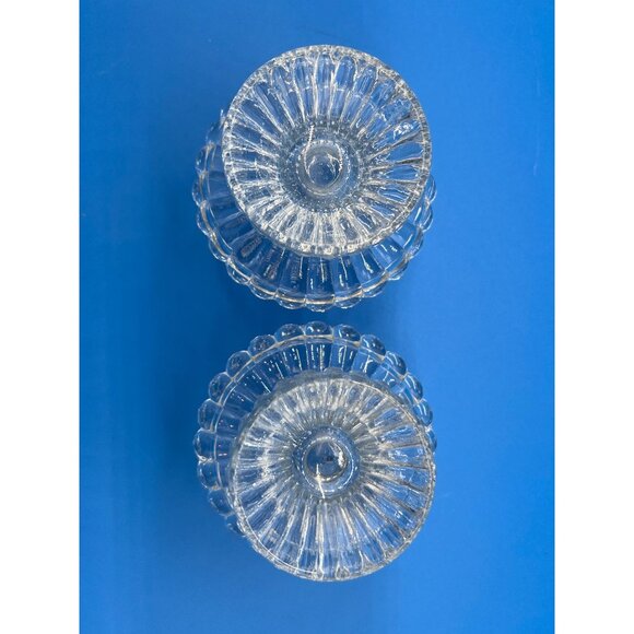 Vintage Crystal Glass Candle Holders Scalloped Pedestal Design Elegant Home Deco - Picture 5 of 6